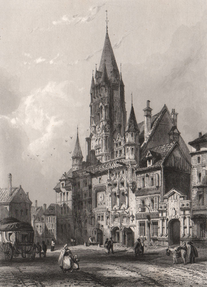 HÔTEL DE VILLE DE COMPIÈGNE. Oise 1844 old antique vintage print picture